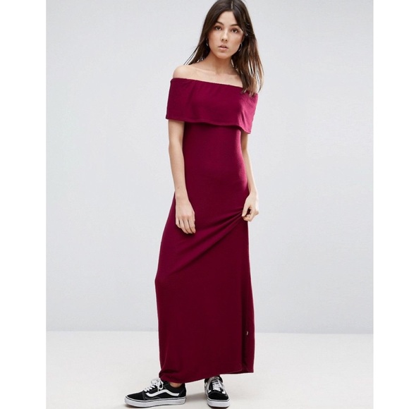 NWT Lulus NYTT Foldover Off Shoulder Maxi Dress Black - Picture 4 of 6